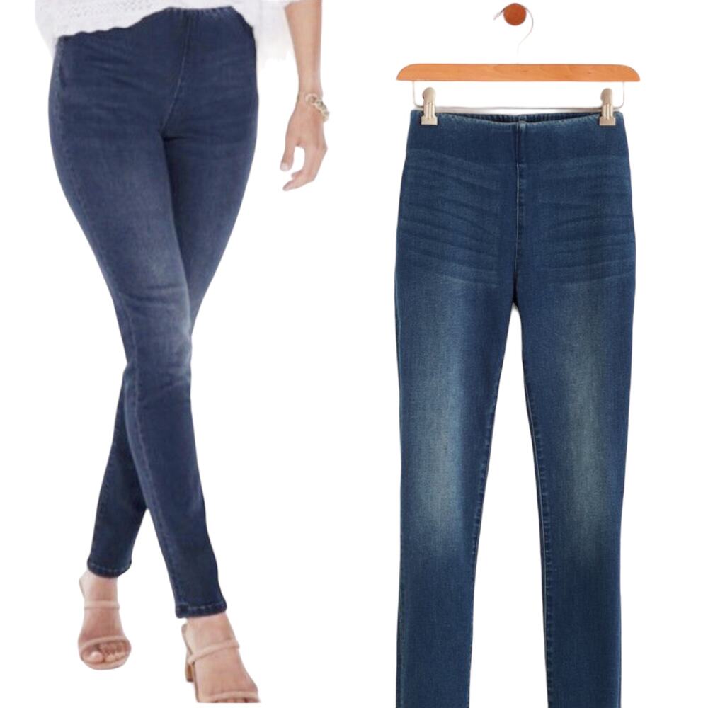 Soft Surroundings Supremely Soft Pull on Skinny Jeans Stretch Blue Womens Large